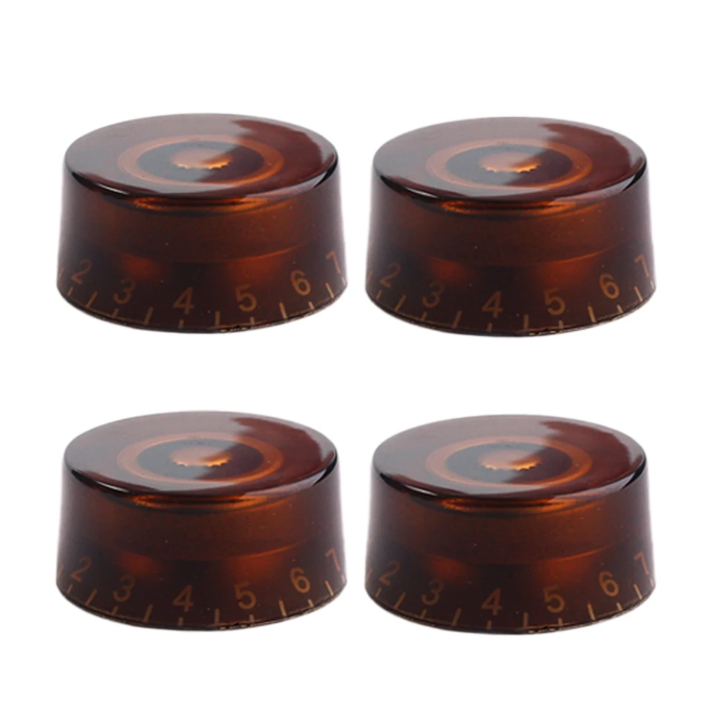 4pcs Acrylic Electric Guitar Volume Tone Knobs for LP SG Style Guitar Parts, Brown