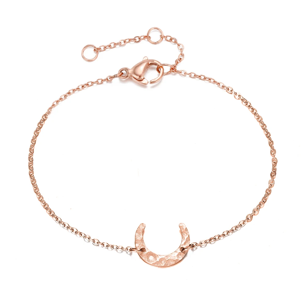 eManco Ladies Simple Stainless Steel Bracelets Moon Charm Bracelet for Women Gold Color Brand Fahsion Jewelry