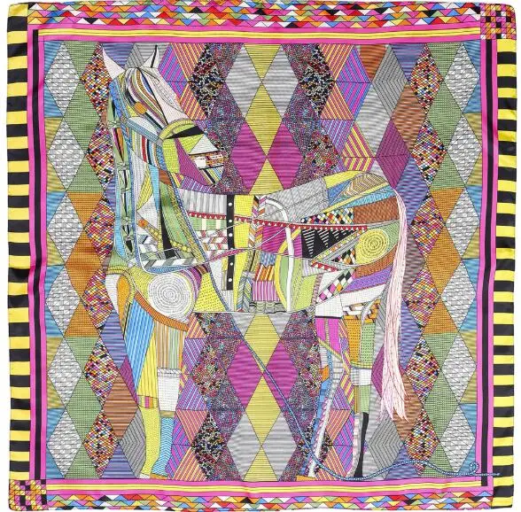 90cm Colorful Plaid Horse Silk Scarf 2020 Fashion Women Square Scarves Bandanna Headband Neck Tie Band Professional Neckerchief