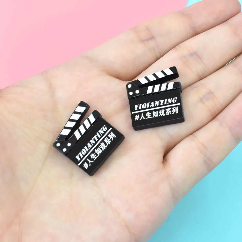 20Pcs/lot Cartoon Simulation Movie Clapper Board Flat back Resin Cabochons Embellishments for Scrapbooking DIY Decoration Crafts