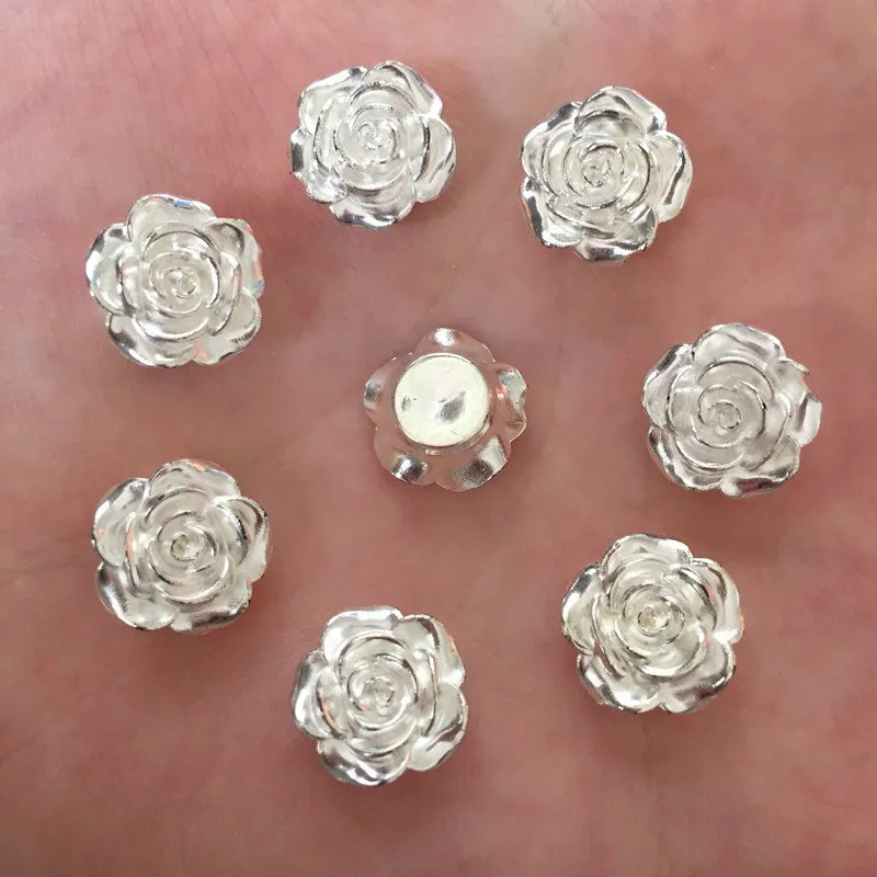 80PCS 12mm Resin Pearl Flower Flatback Stone Buttons Applique Embellishment DIY Beads Crafts Scrapbook K47