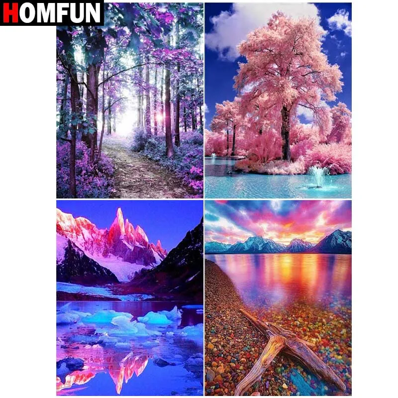 HOMFUN Paint With Diamond Embroider“The scenery”Diamond Painting Full Square Round Picture Of Rhinestone Decor