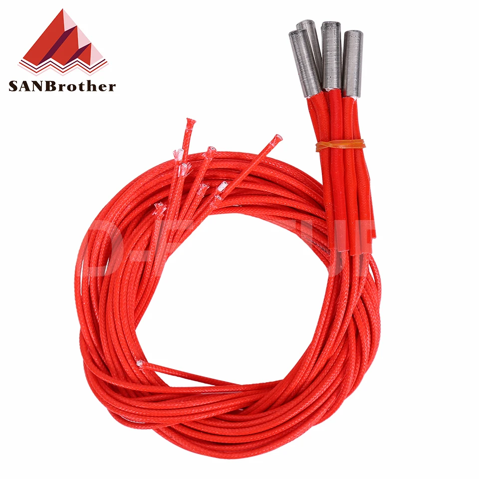 5pcs 3D Printers Cartridge Heater 12V/24V40W 6*15/20/30mm 1m For MK Mendel Reprap Extruder Parts 12V 24V 40W Heat Part