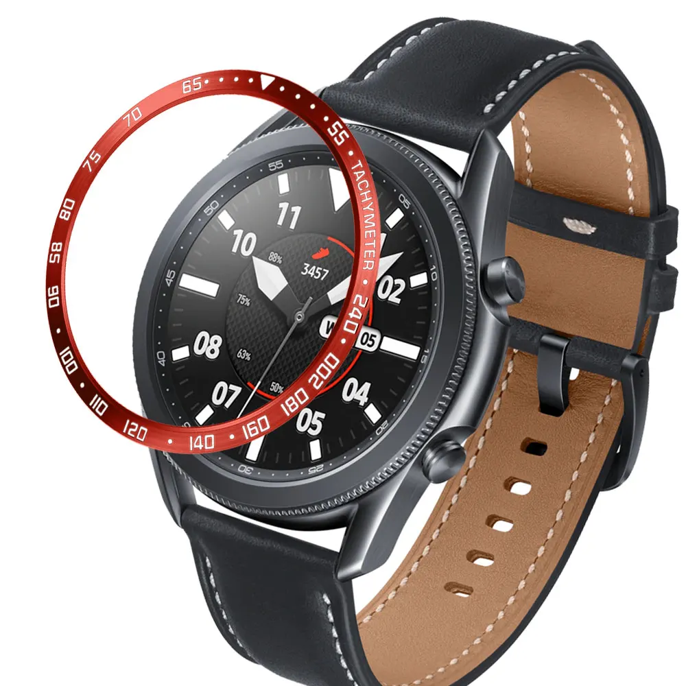 Funda con marco de estilo de anillo de bisel para Samsung Galaxy Watch 3, pulsera de 41mm y 45mm, cubierta de acero inoxidable, anillo de protección