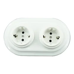 Flush-mounted 2 Porcelain Frames Electrical Wall German Socket outlet 240V,16A