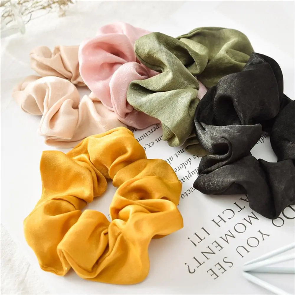 1pcs Girls Elastic Velvet Hair Bands Wrinkle Free Hair Bows Women Leopard Bows Small Big Glitter Chiffon