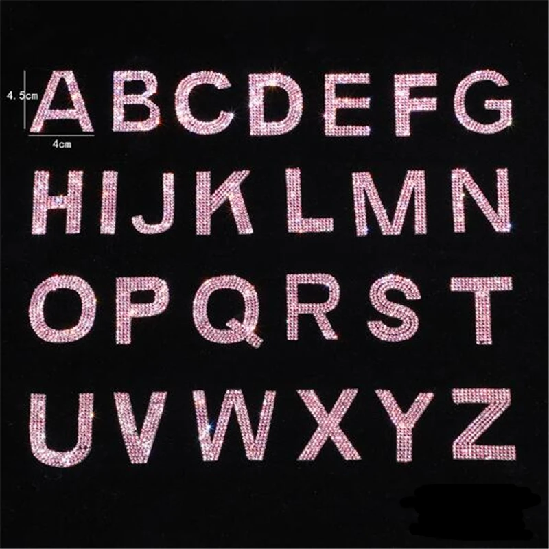 1 SET A-Z 26pcs iron on letters Hot- fix Rhinestones English Alphabet Glass Applique Patch For Clothing Badge Paste For Clothes