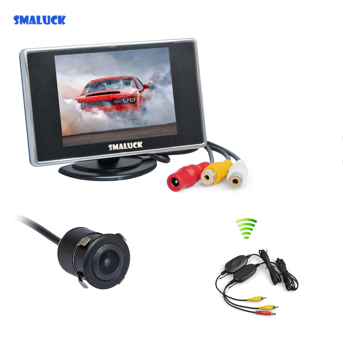 

SMALUCK Wireless 3.5inch TFT LCD Car Monitor Waterproof Rear View Car Camera Reversing Camera Parking Assistance System Kit