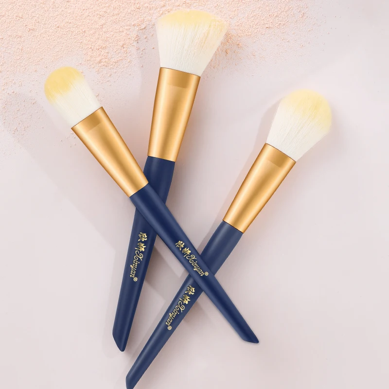 XINYAN 11Pcs Navy Blue Makeup Brushes Set Eyeshadow Powder Wood Handle Concealer Cosmetic Eyebrow Beauty Makeup Brushes Set Tool