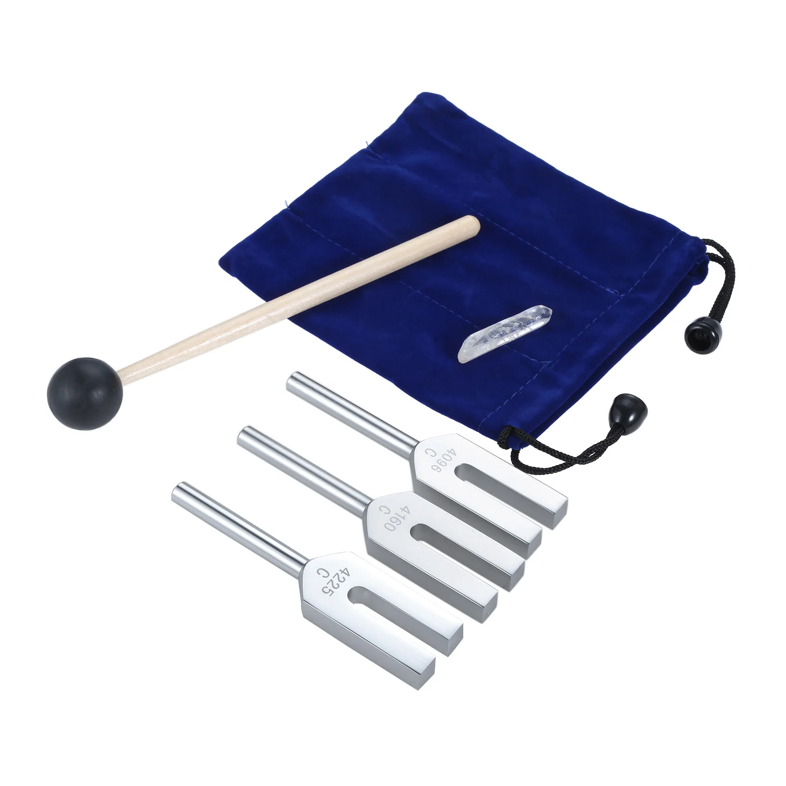 

4pcs Angel Tuning Forks 4096 Hz/4160 Hz/4225 Hz +Silicone Hammer+Bag Sound Healing Musical Instrument Therapy DNA Repairing