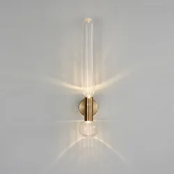 Modern Glass Living room Wall lamp Bedroom Restaurant Wall light Surface Mount 2 LED Bulb Gold Metal Sconce Loft Decoration