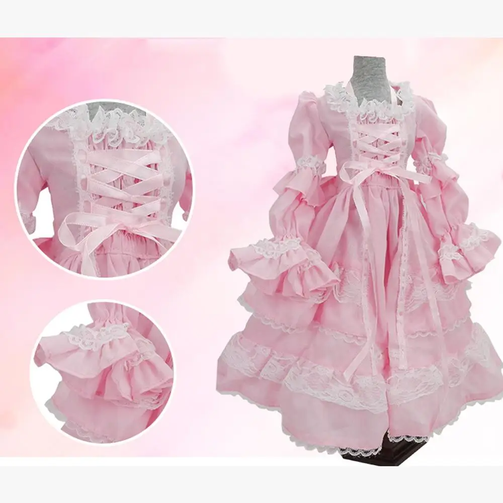 Vestido Lolita com cocar para menina, vestido de princesa, acessório para boneca, noite, 1/3 BJD