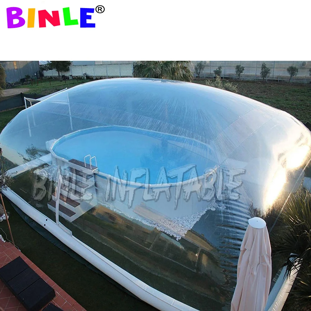 Outdoor hot sell complete clear large inflatable pool cover for hotels or family gardens swimming pool cover tent