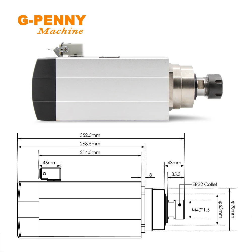 G-Penny 4,5 кВт ER32 220/380 В двигатель шпинделя с воздушным охлаждением Керамические шарикоподшипники и регулятор скорости двигателя Fuling 5,5 кВт