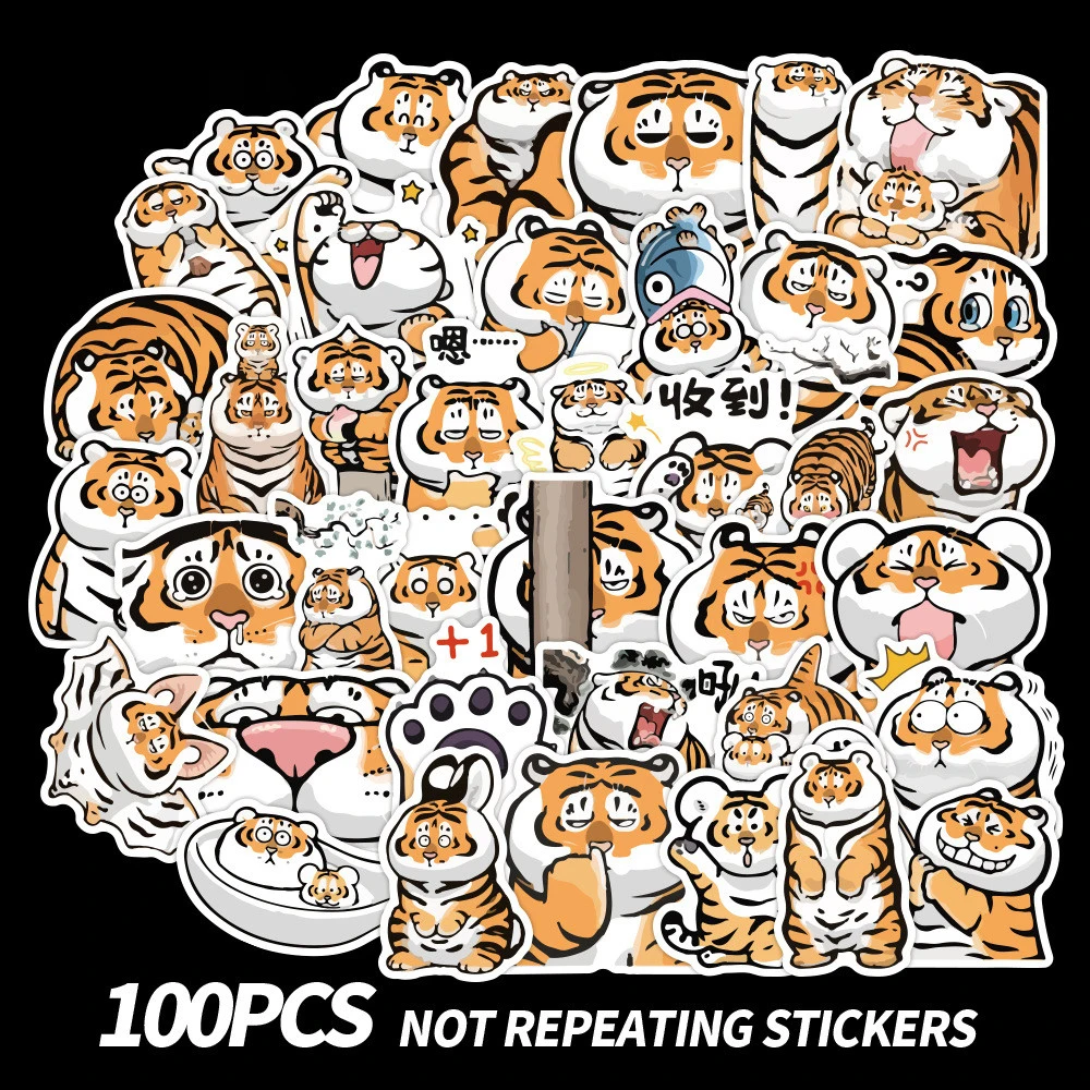 

Pack of 100Pcs Tigers Stickers For Skateboard Laptop Luggage Water Bottle Bicycle Decals Kids Toys