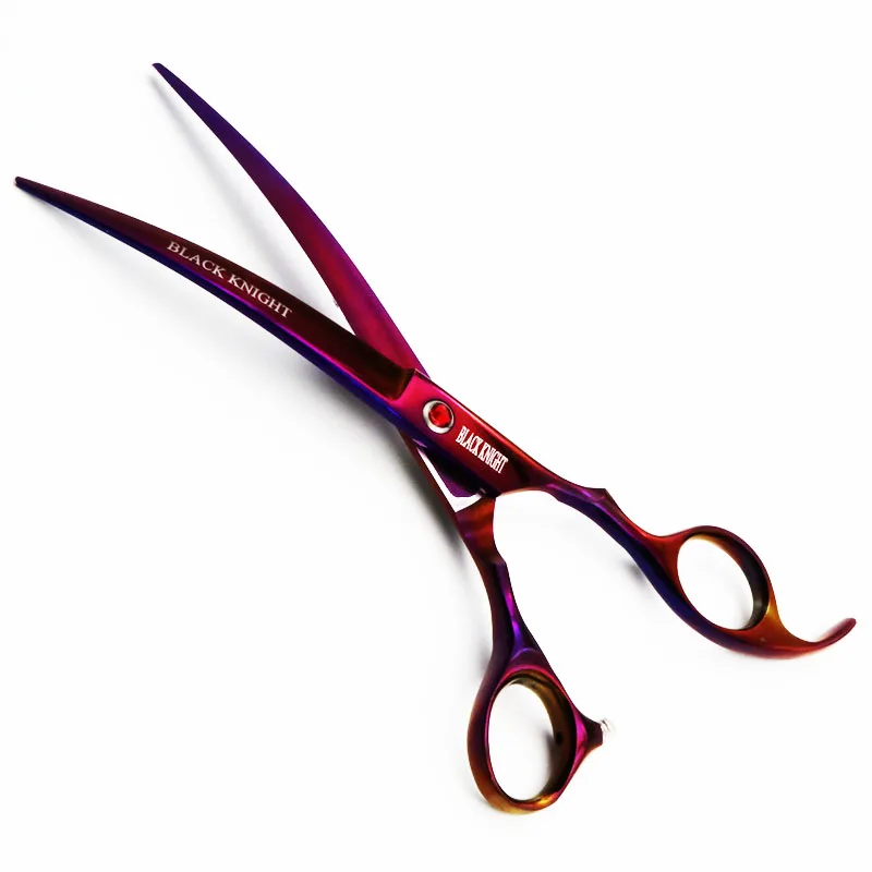 BLACK KNIGHT Professional Hairdressing Hair Scissors 7 Inch Cutting Barber Shears Curved Downward Pet Scissors Purple Style