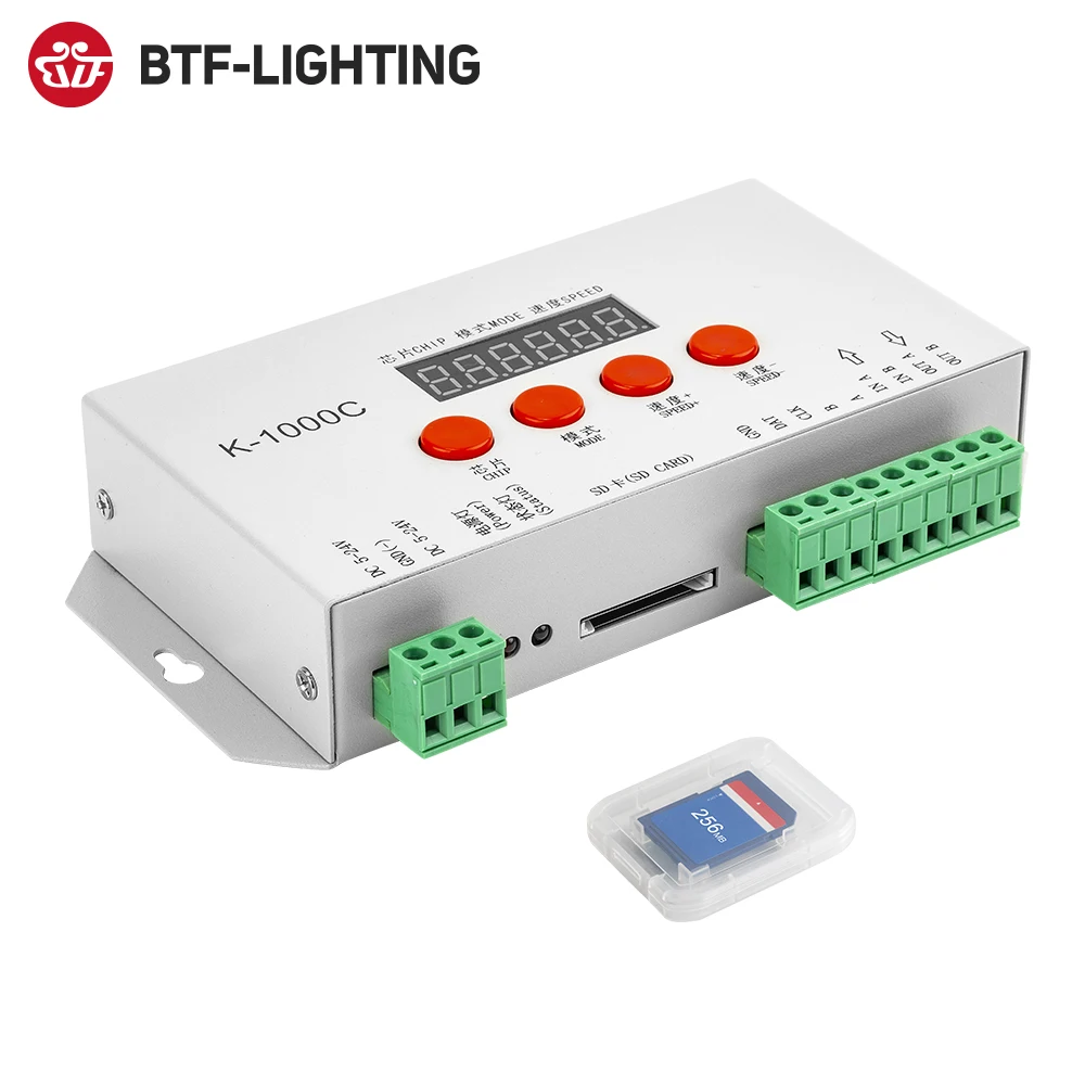 

WS2812B WS2815 SK6812 SK9822 Led Lights 2048 Pixels Controller Computer Programmable Controller with SD Card K-1000C DC5-24V