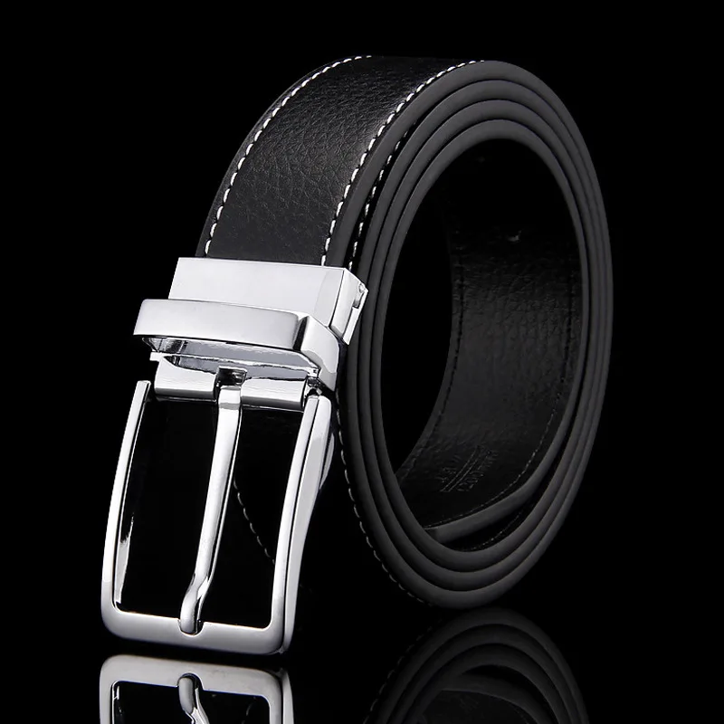 Hot sale luxury Designer Fine Men's Belt Metal Pin Buckle Belts Reversible 3.2cm Wide Rotated Buckle Genuine Leather Belt Strap