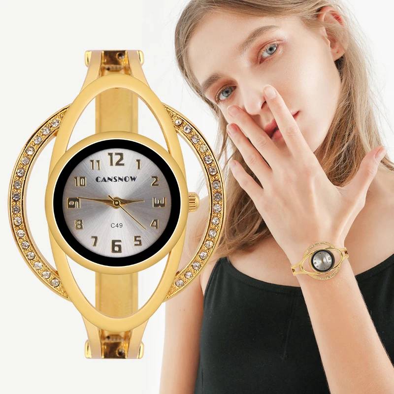 CANSNOW Women Bracelet Watch Montre Femme Fashion Women Steel Band Quartz Luxury Wristwatch Female Clock Relogio Feminino