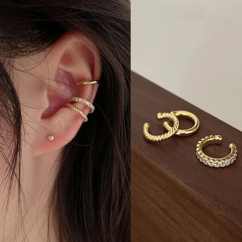 3 Pcs Ear Cuff Set Ear Clip Earrings Delicate Ear Cuffs Fake Piercing Earrings For Women Trend Jewelry 2021 Gift