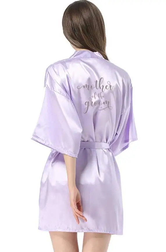 new bride bridesmaid robe with white black letters mother sister of the bride wedding gift bathrobe kimono satin robes