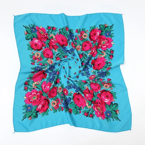Imagen 2 del producto Bufanda nacional cuadrada para mujer, pañuelo para la cabeza con estampado Floral Retro ruso, Fular para mujer, pañuelo para la cabeza musulmán, pañuelo babushka, 70x70cm