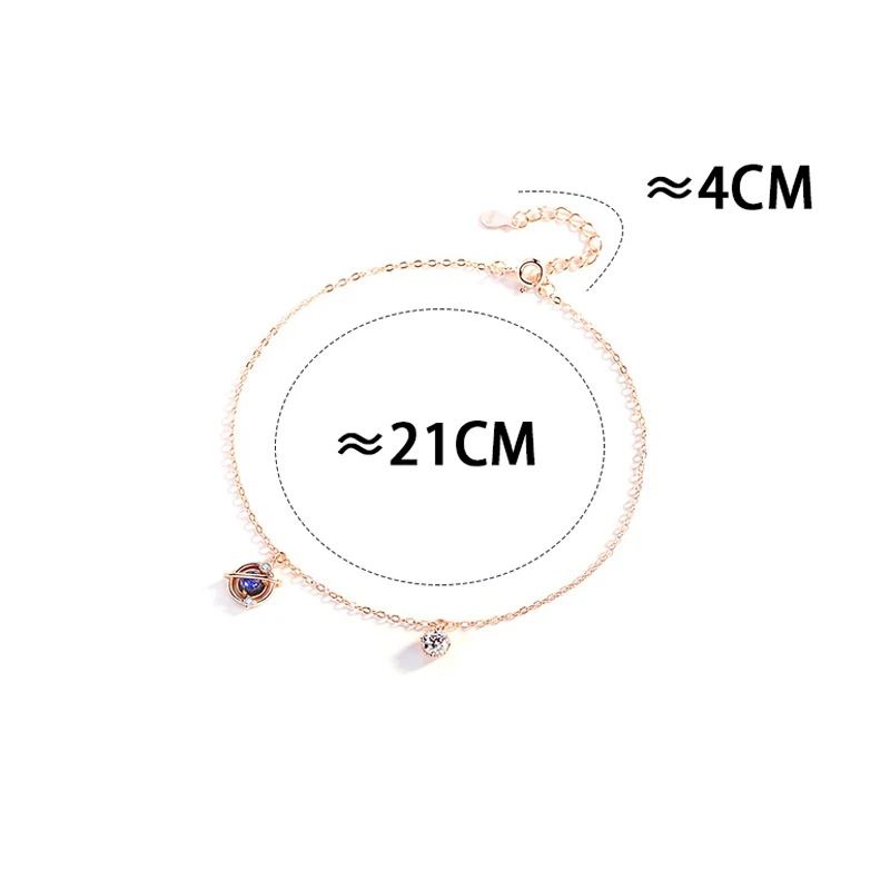Bracelets On Leg 925 Sterling Silver Universe Planet Anklet Female Blue Glazed Foot Anklet Ornament Chain Women Fashion Jewelry