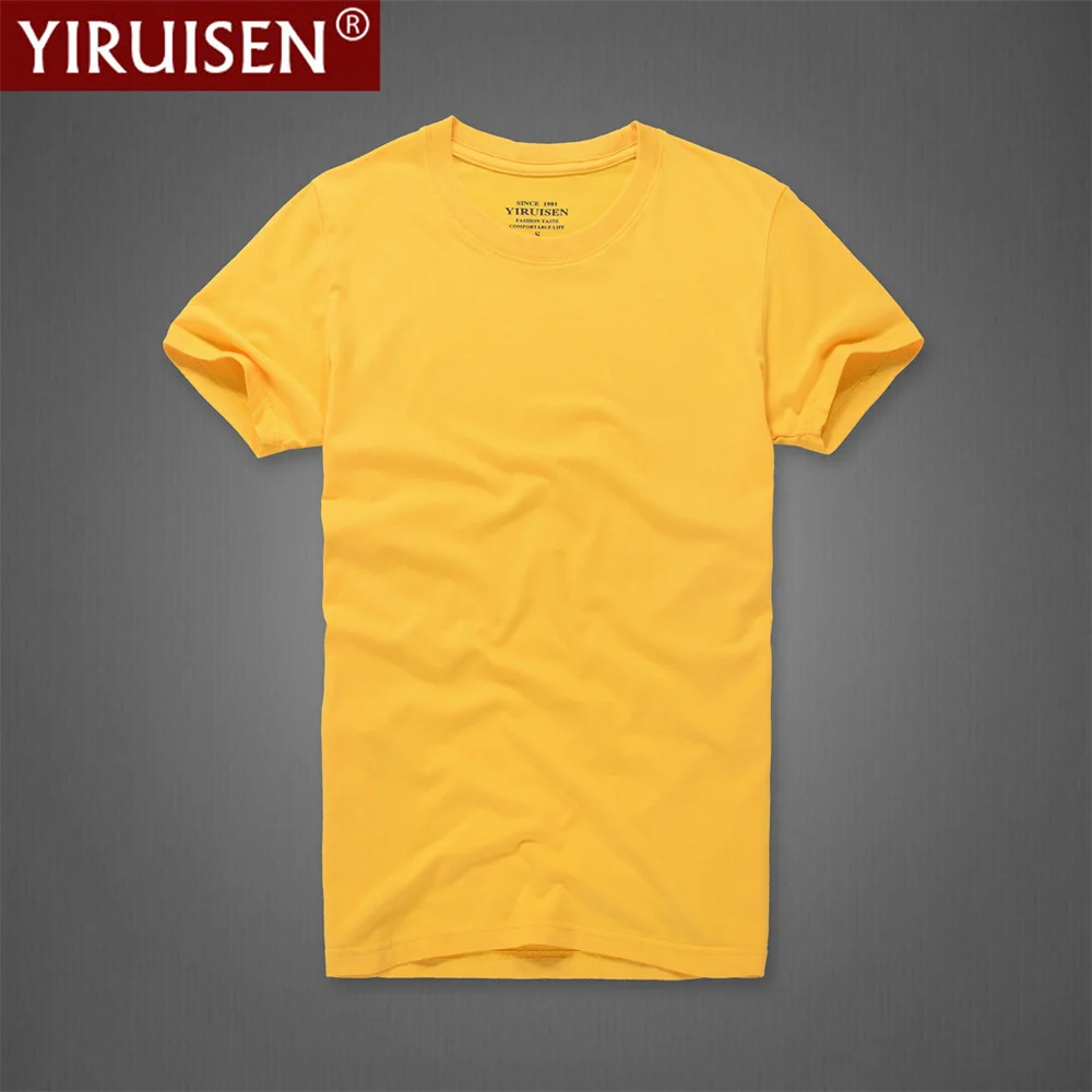 O-Neck Solid Men's T-Shirt YiRuiSen Vintage 100% Cotton Fashion Homme Men Top Tees Casual Clothing Top Quality Soft Short Sleeve