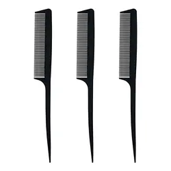 Lot de 3 peignes de queue en Fiber de carbone, brosse de coiffure, peigne de queue antistatique et peigne de queue résistant à la chaleur pour tous les Types de cheveux