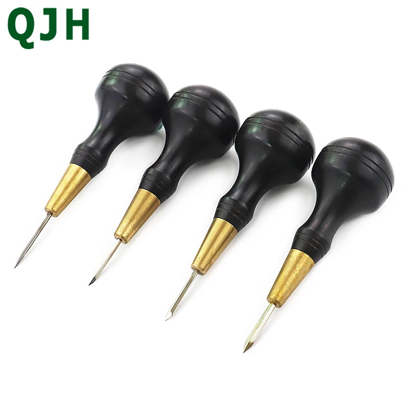 

Leather Craft Perforation Wooden Handle Awl DIY Leather Sewing Awl Shoe Repair Tool Hand-stitched Scratch Mark Positioning Tool