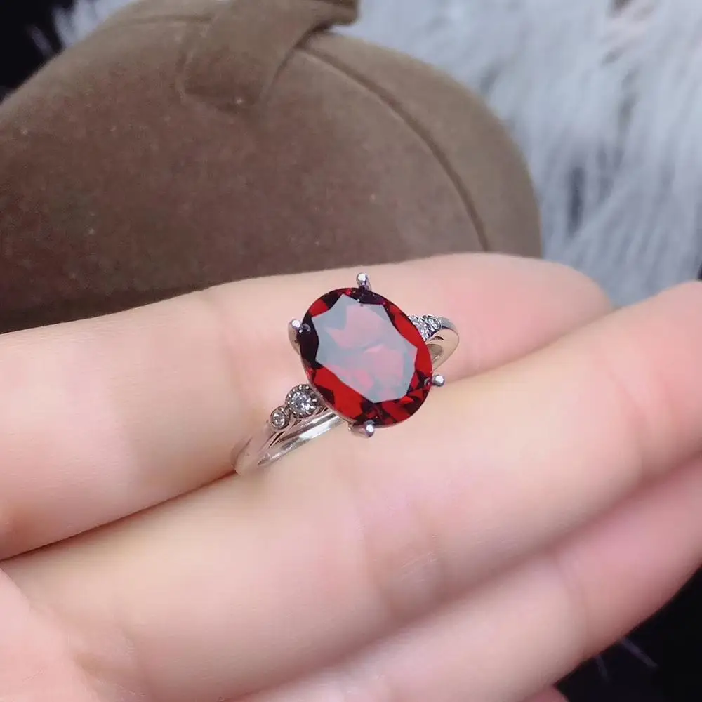 KJJEAXCMY fine jewelry natural garnet 925 sterling silver adjustable gemstone women ring support test beautiful exquisite