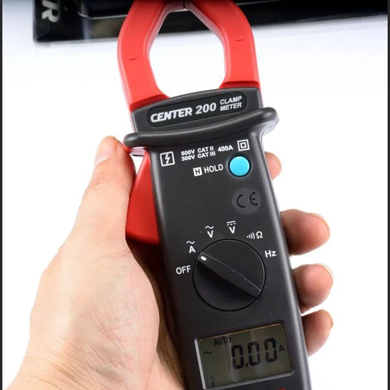 CENTER-200 Pocket size Digital Mini Clamp Meter with Data Hold Function,Easuring Frequency From Current Clamp & Test Terminal.