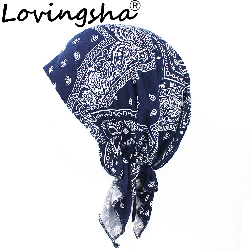 LOVINGSHA Floral Women Bandanas Girl Hip-hop Turban Cap Headwear Lady Rural Caps Female Fashion Headscarf Polyester HD007