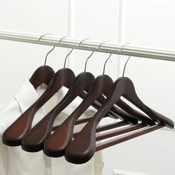 1Pcs Black Walnut Wood Coat Hanger Solid Wood Suit Hangers with Brass Hook Anti-skid Shoulder Seamless Clothes Drying Rack