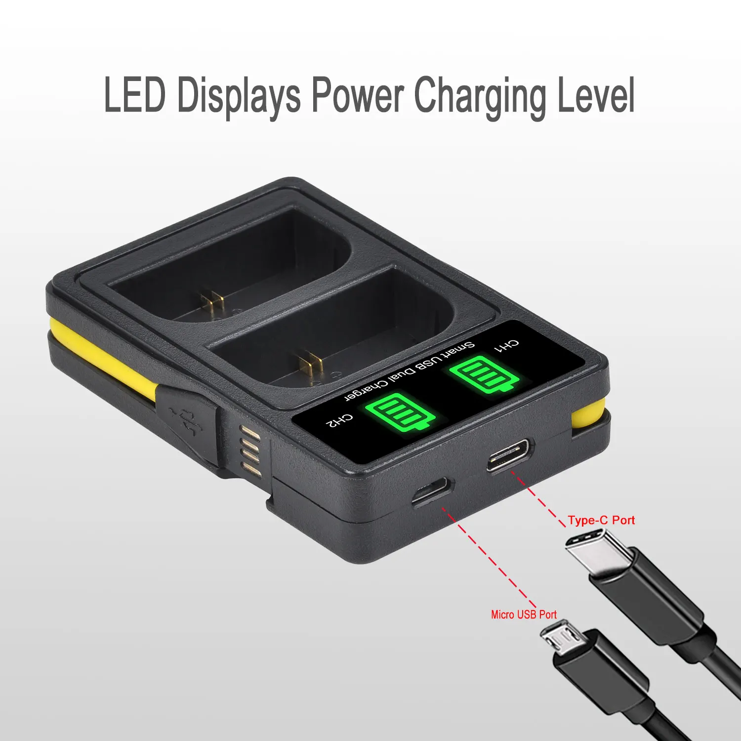 DuraPro-Bateria e carregador USB duplo de LED com porta tipo C, Canon 5DS R 5D Mark II III, 6D, 7D, 60D, 60Da, 70D, 80D, R5, R6, LP-E6N