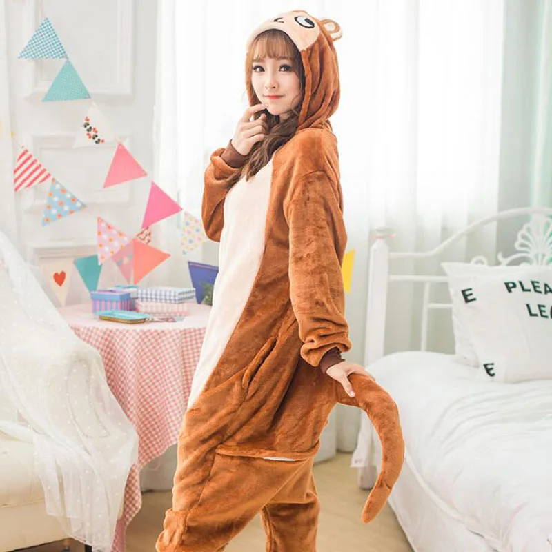 Adult Monkey Anime Demon Devil Cosplay Onesies Costume For Women Cute Animal Pajamas Onepieces Sleepwear Home Clothes For Girl