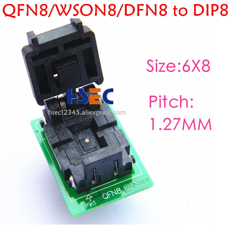 Original QFN8 WSON8 DFN8 MLF8 to DIP8 programmer adapter socket test chip IC FOR 1.27MMpitch 8X6MM 6X5MM SPI FLASH QFN-8