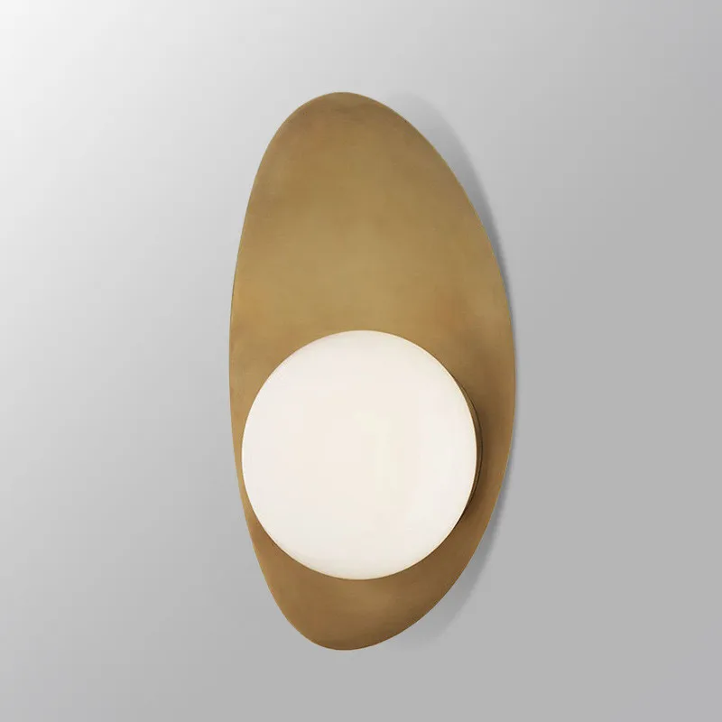 Nouvel Sconce Modern Oval Metal White Glass antique wall lamp Parlor Bedroom Surface Mount Golden Loft kitchen wall light