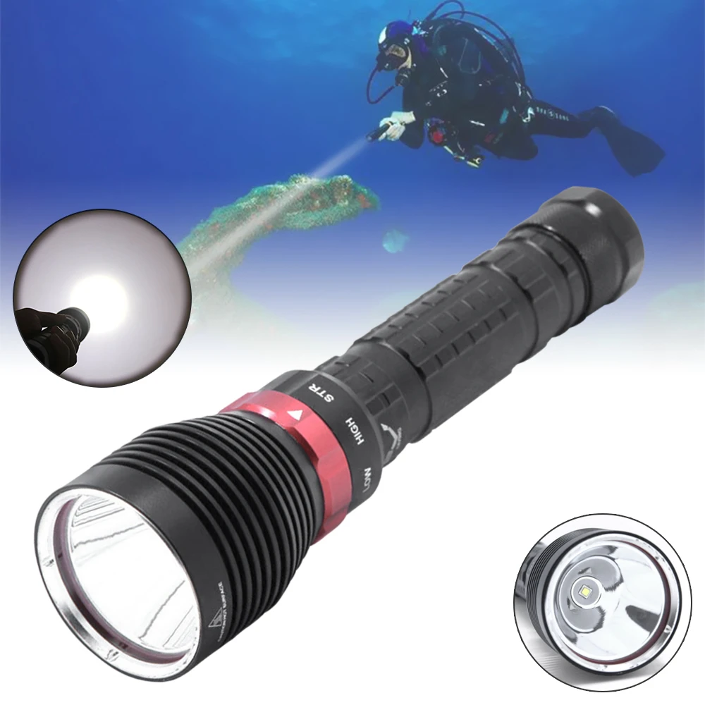 SecurityIng Professional L2 Diving Flashlight Glare Penetration LED Waterproof Underwater Tactical Torch Hunting Scuba Lamp