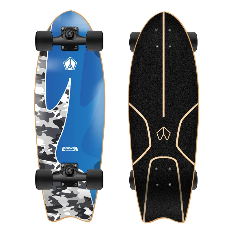 

Land Surfboard Professional Street Brushing Four-Wheel 32in Cruise Version Ski Free Pedal Practice Skateboard Surfing Fish Board