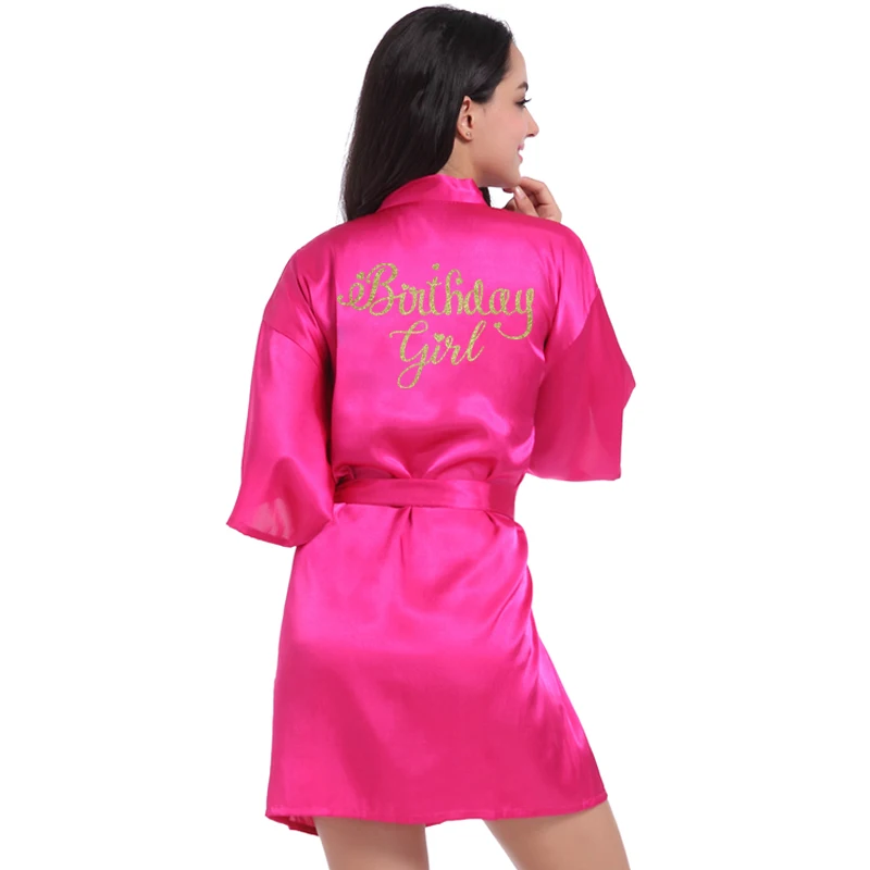 Birthday Girl Squad Kimono Robe Bathrobe Women Silk Birthday Robes Sexy Nightwear Robes Satin Robe Ladies Dressing Gowns