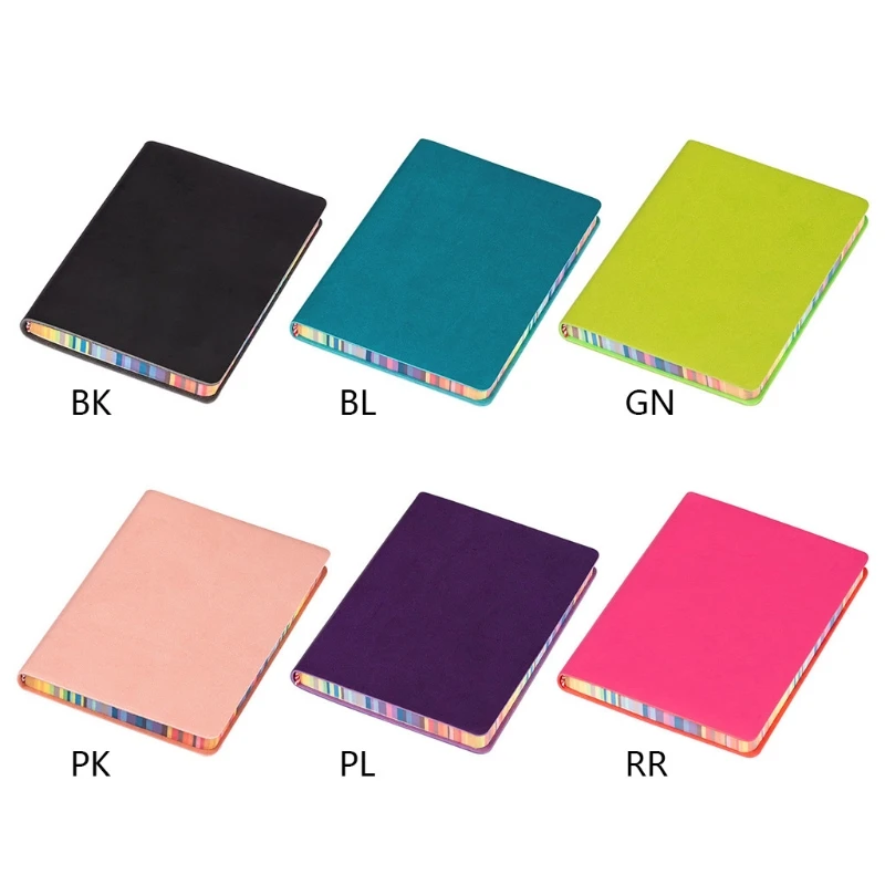 Leather Business Notebook Rainbow Edge Design Ideal for Teachers Business Women/Men Writers Journalists Office Clerks