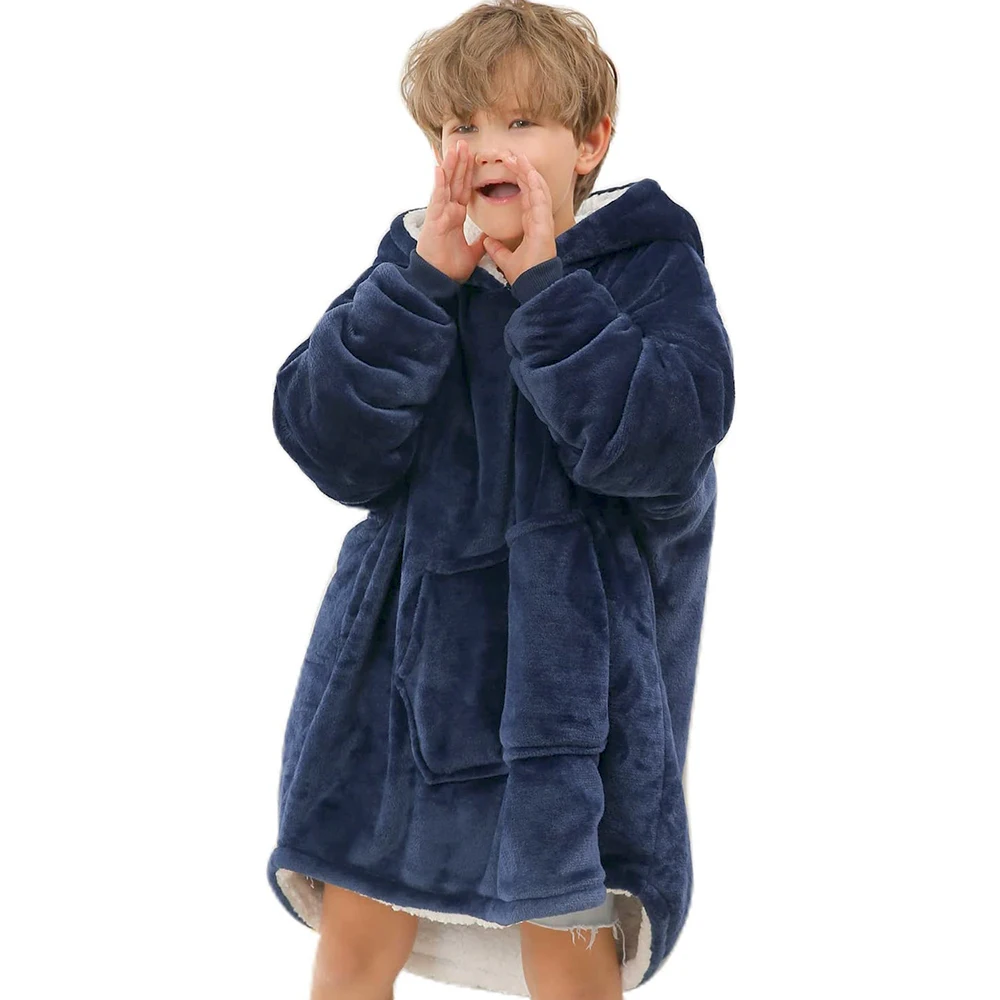 8d Children\'s Blanket Sherpa Blanket With Sleeves Winter Hoodie Blanket Kids Tv Blankets Oversized Hoodie Blanket Coat Bluza Koc