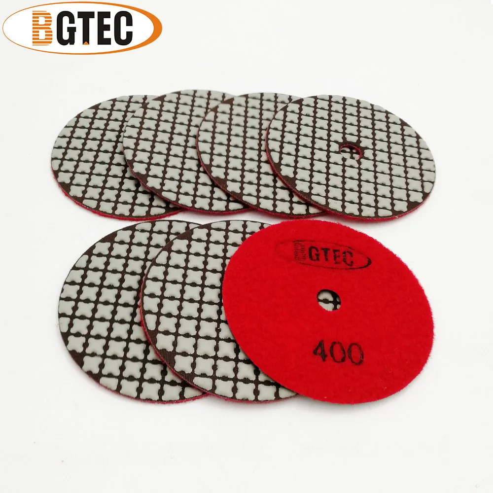 BGTEC 7pcs 4 "#400 A Secco In Resina Legame Diamante Tamponi Per Lucidatura Flessibile Diametro 100 millimetri Levigatura Disco Per granito di Marmo di Ceramica