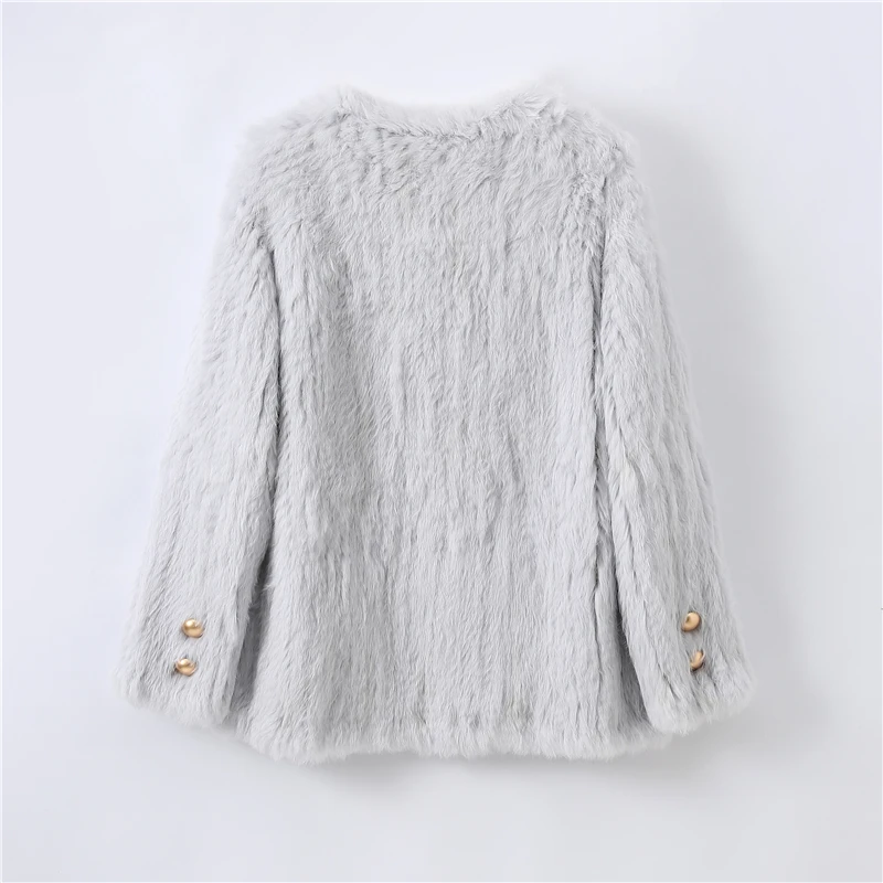 Aorice Women Real Rabbit Fur Coat Jacket New Female Knitted Casual Coats Jackets Parka CT121