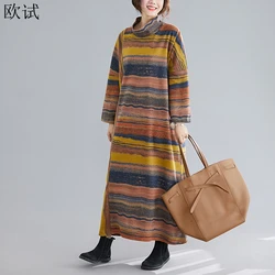 Spring Autumn Women Stripped Long Sleeve Dress Woman Clothing Casual Femme Long Dresses Ladies New Arrival Fashion Dress 2023