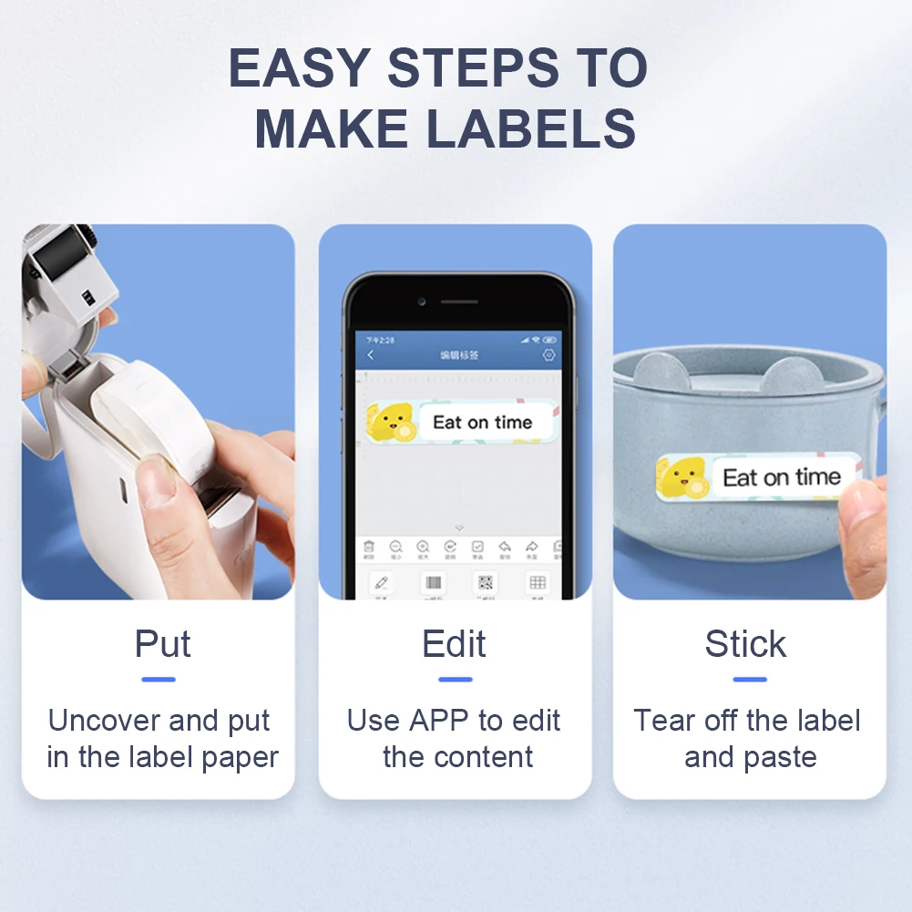 D11 طابعة ملصقات لاسلكية صانع الملصقات طباعة سريعة ملصق محمول قوالب متعددة مجموعة الشريط للهواتف المحمولة مكتب المنزل