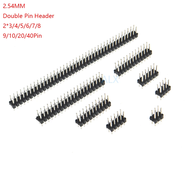 

10PCS dip 2*2/3/4/5/6/7/8/9/10/12/16/20/40/ PIN double row PIN HEADER 2.54MM PITCH MALE Strip Connector 2X/6/8/10/20