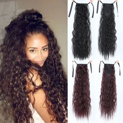 LUPU Synthetic African Long Wavy Curly Ladies Drawstring Ponytail Hair Extension Corn Handle Hairpin Hair Extension