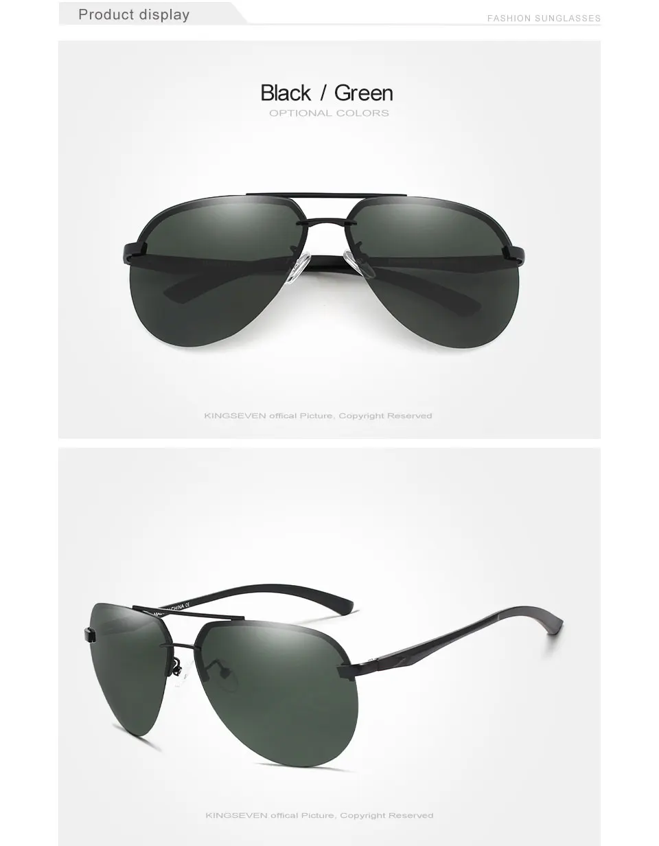KINGSEVEN Randlose Piloten-Sonnenbrille, polarisiert, UV400, trendige Fahrbrille für Männer und Frauen, Retro-Mode, Outdoor-Brille – Detail 3
